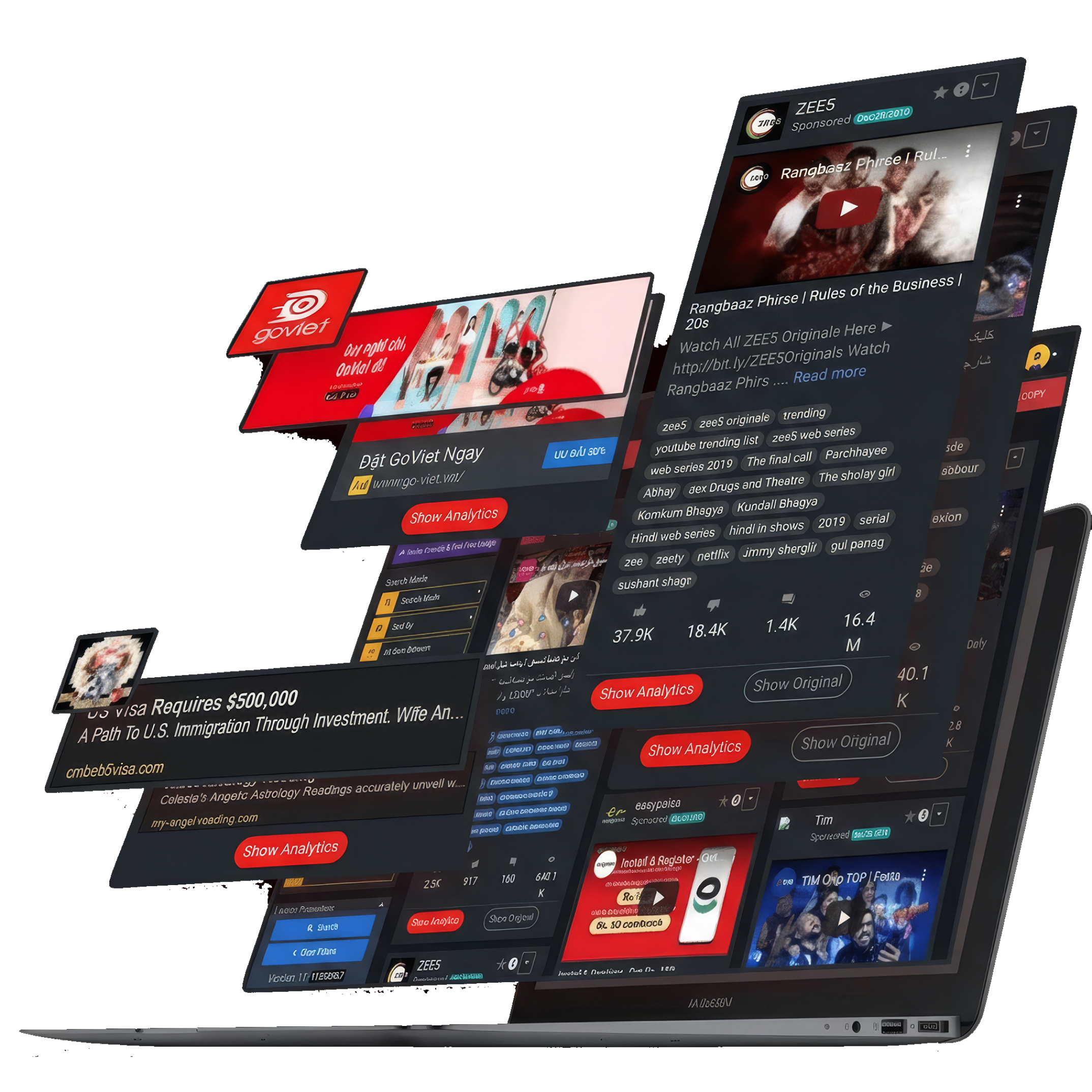 PowerAdSpy YouTube dashboard
