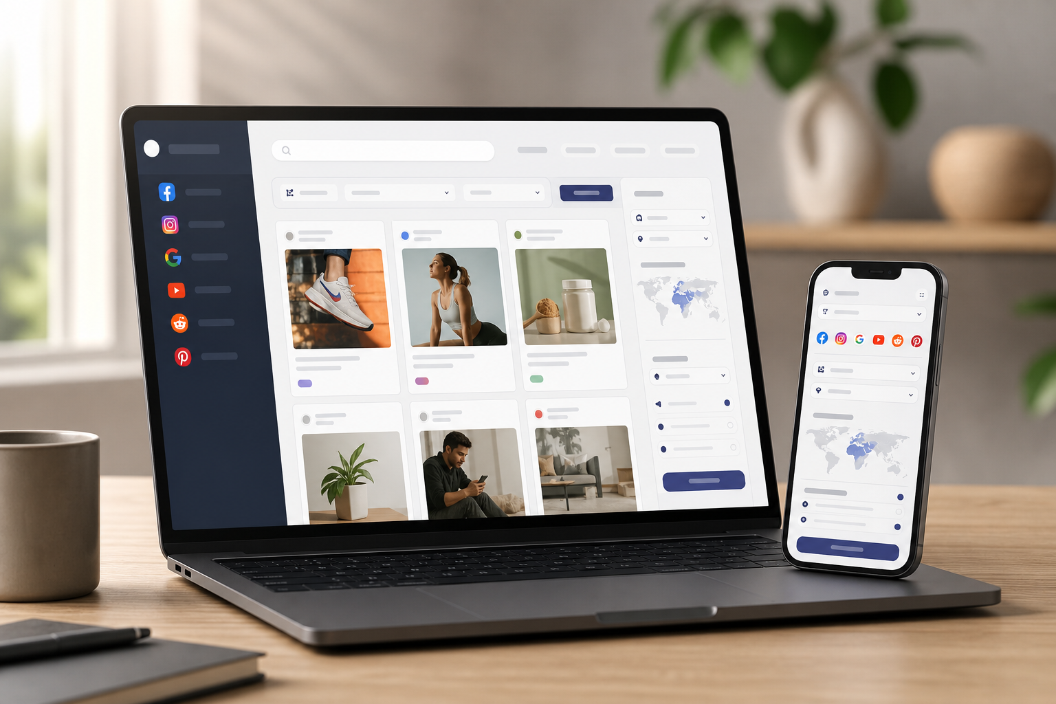 keyword-and-domain ad search dashboard view for small business marketers