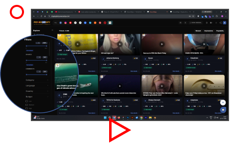 Refine ad search by budget and filters dashboard