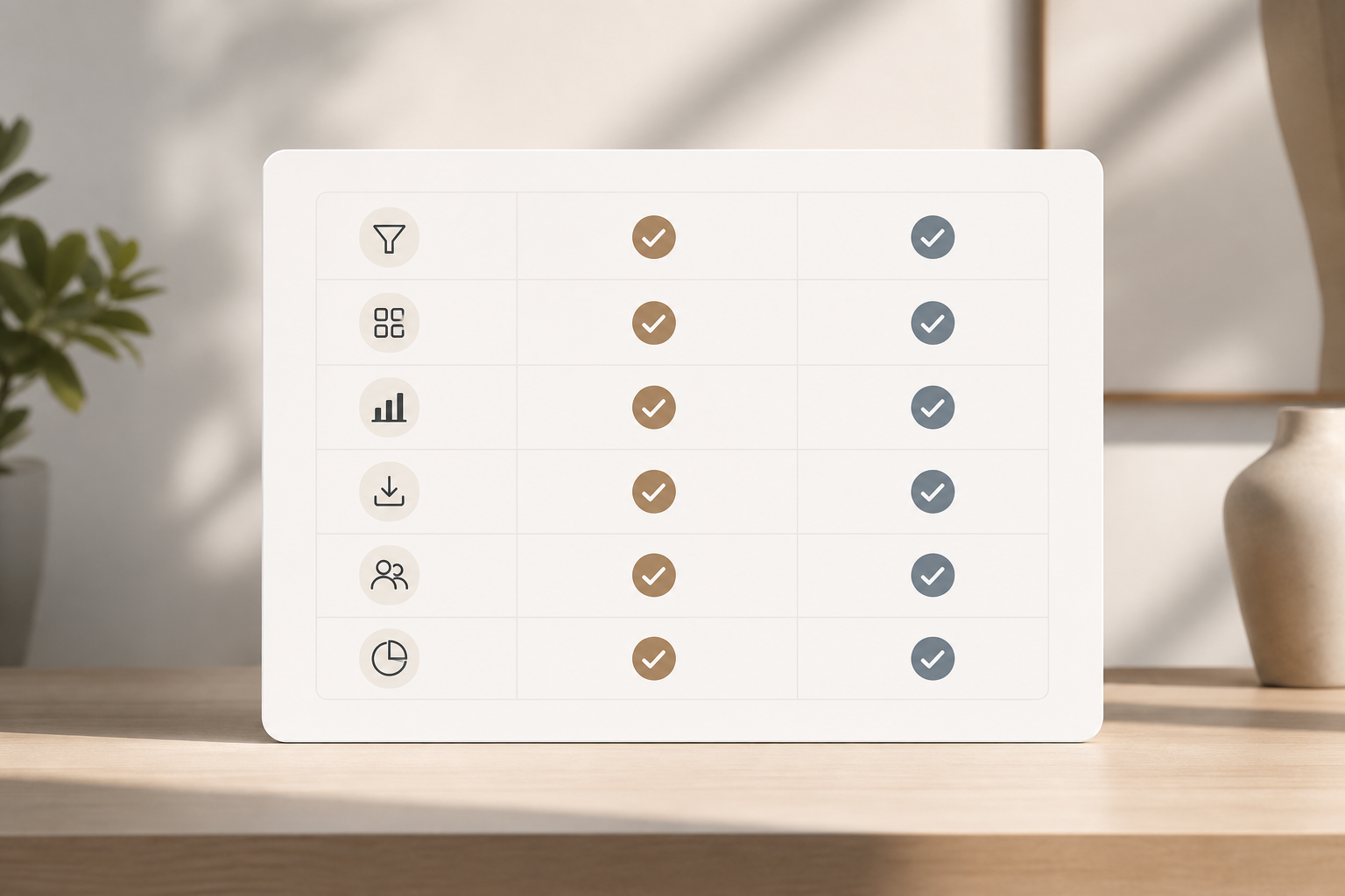 Side-by-side features chart for agency buyers