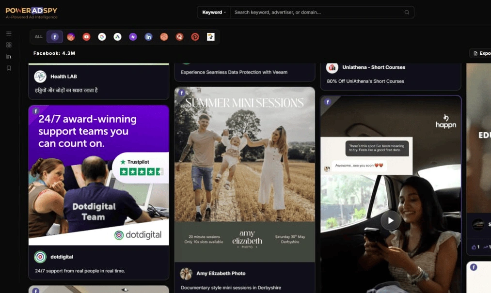 Explore ads — PowerAdSpy