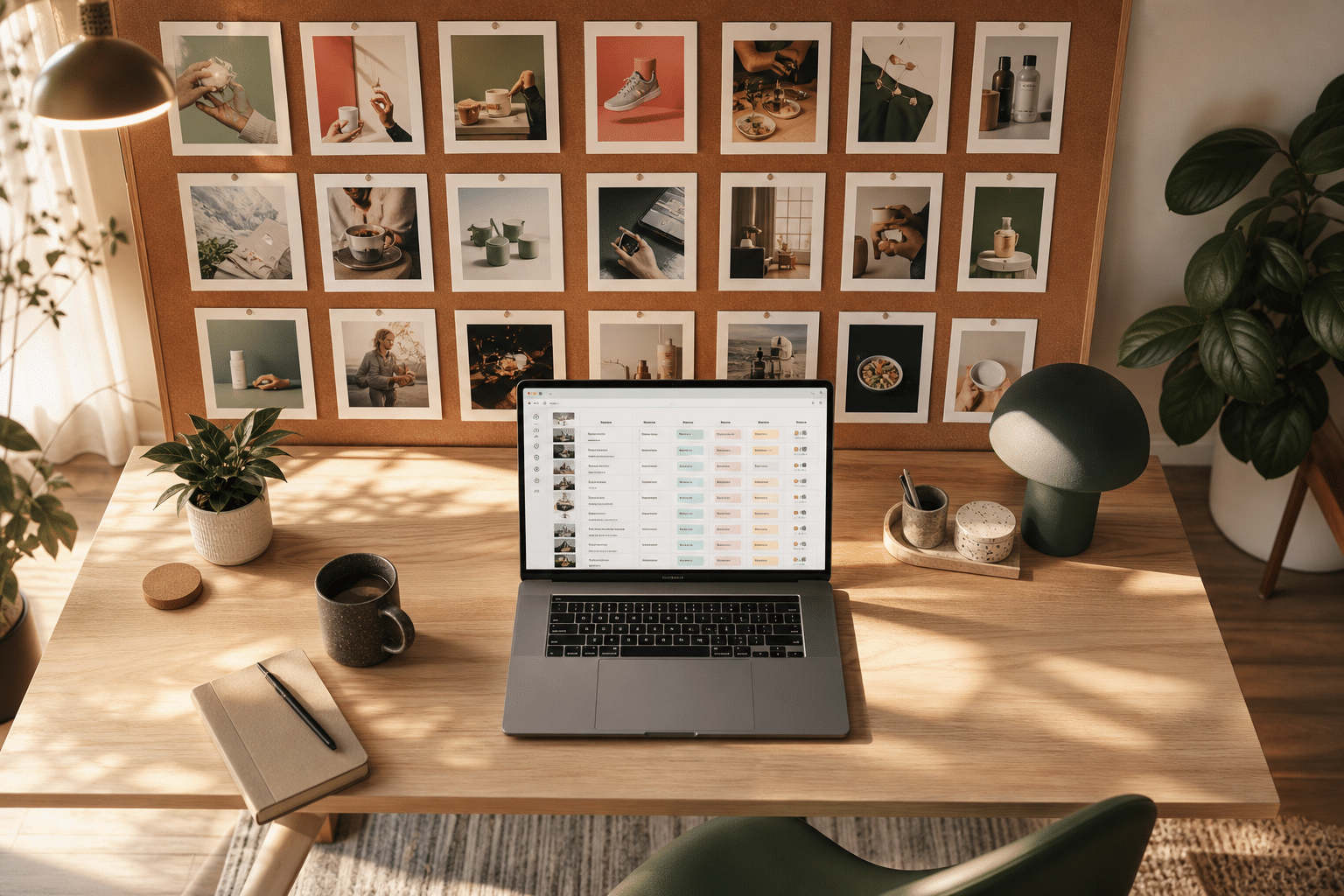 competitor tracking spreadsheet and swipe file mockup